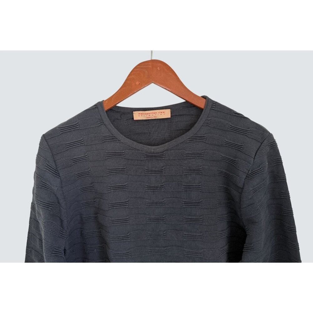 Made in Italy Metropolitan View Collection Textured Gray Knit Sweater Made In It - Picture 2 of 6